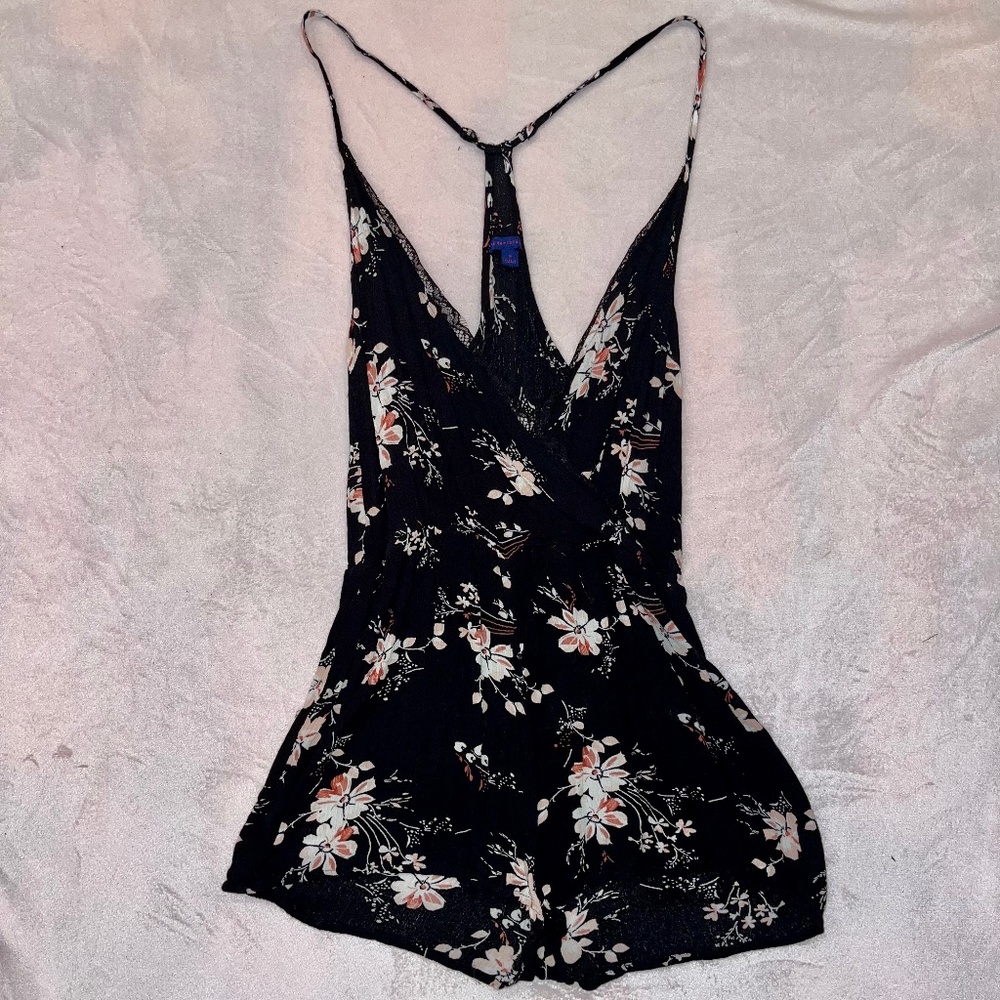 Black Floral Romper Size S